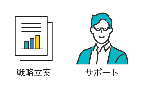 戦略立案とサポートのイラスト