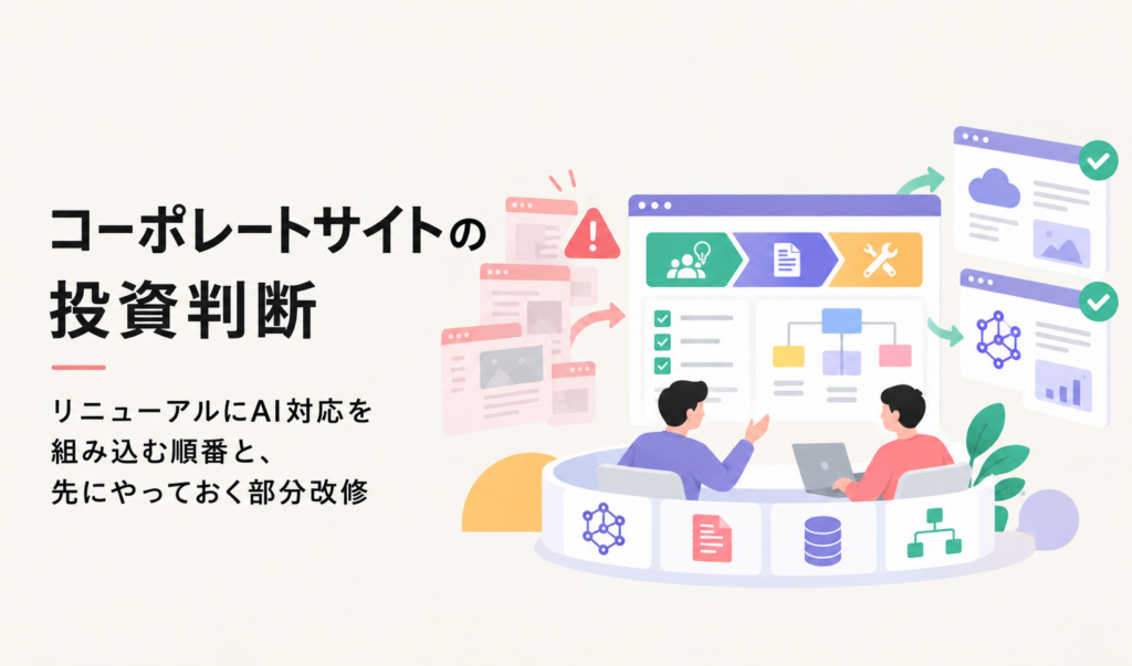 コーポレートサイトの投資判断。リニューアルにAI対応を組み込む順番と、先にやっておく部分改修
